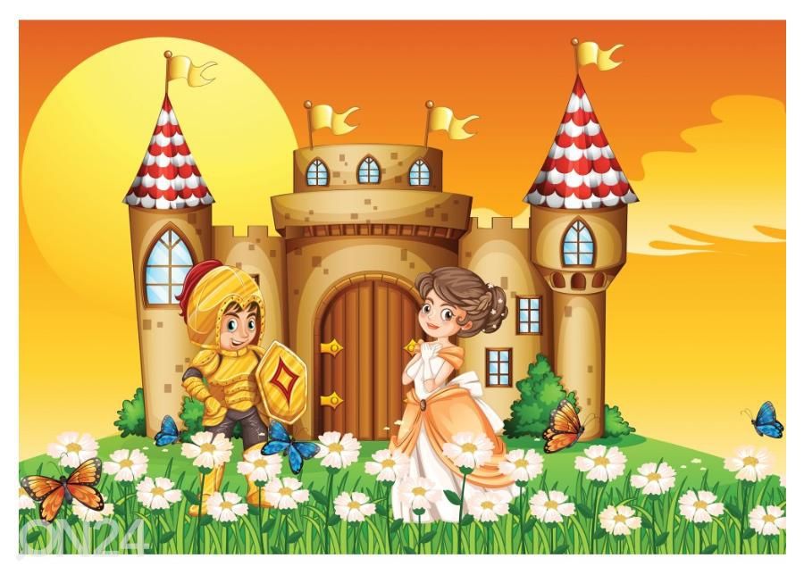 Kuvatapetti Princess and knight by the castle 400x260 cm kuvasuurennos