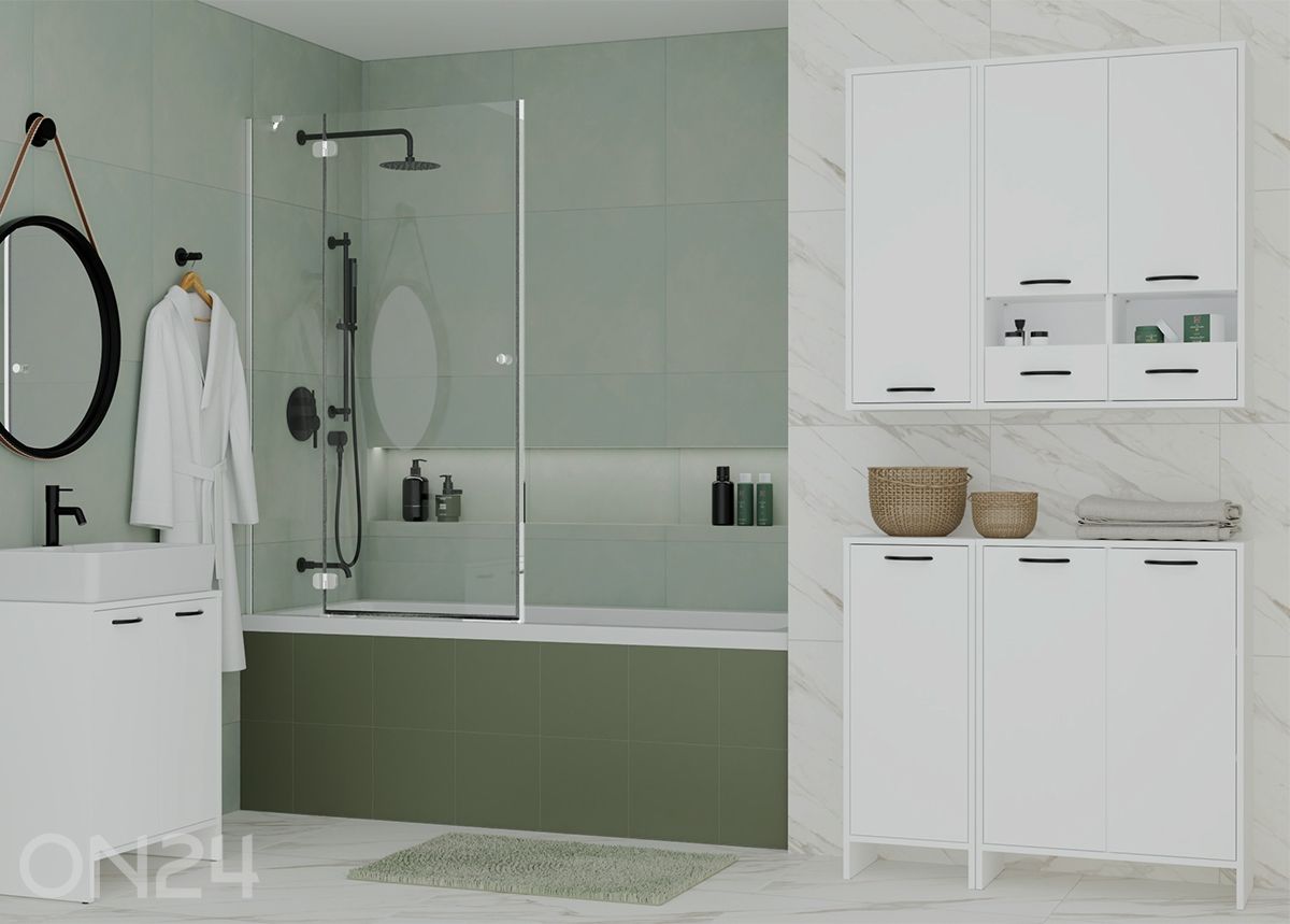 Kylpyhuoneen kaappi pyykkikorilla Nina kuvasuurennos