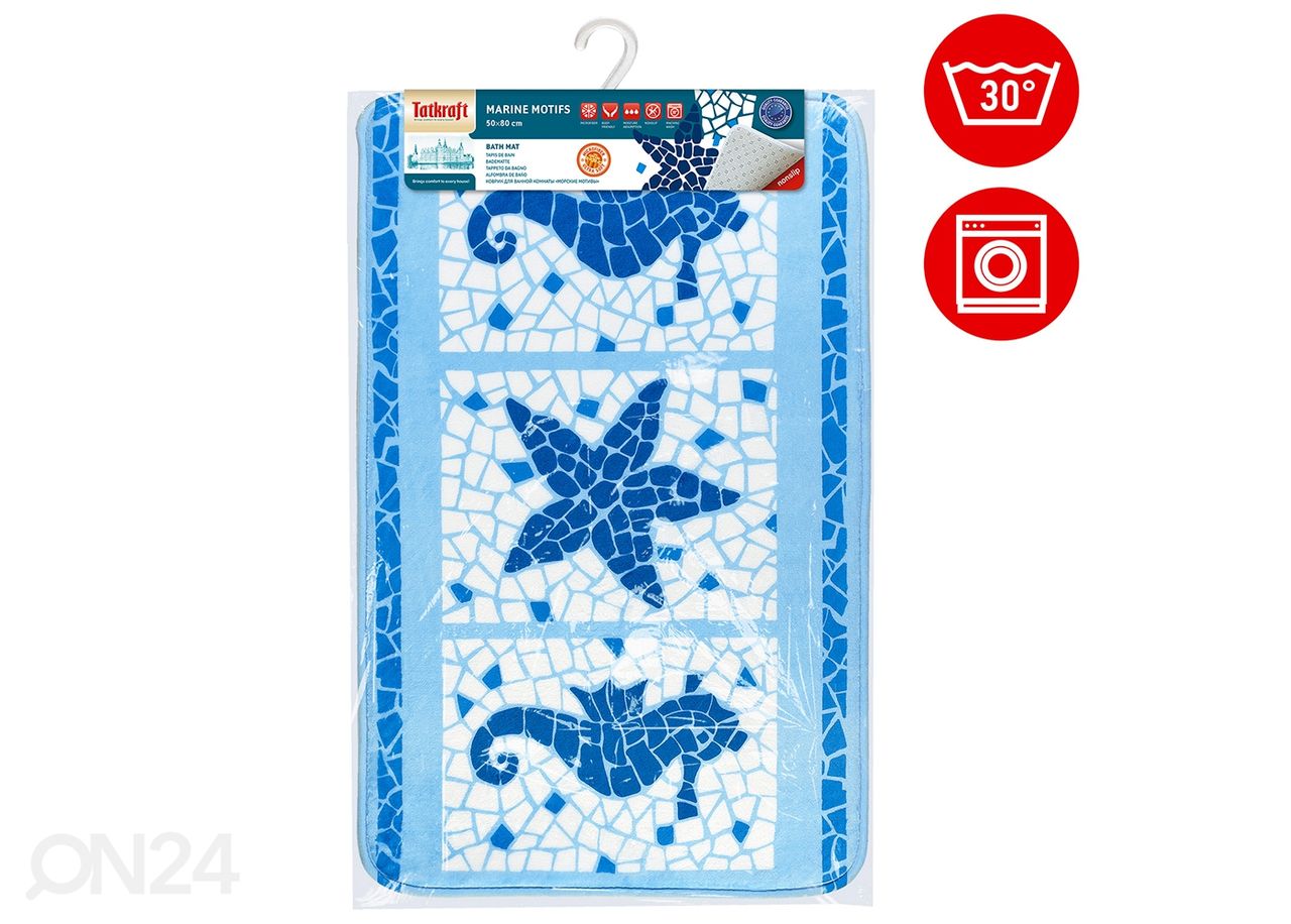 Kylpyhuoneen matto Tatkraft Marine Motifs, 50x80 cm kuvasuurennos