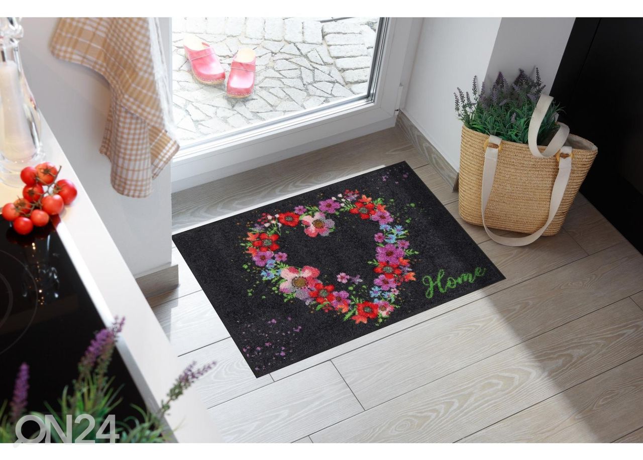 Kynnysmatto Blossom Heart Home 50x75 cm kuvasuurennos
