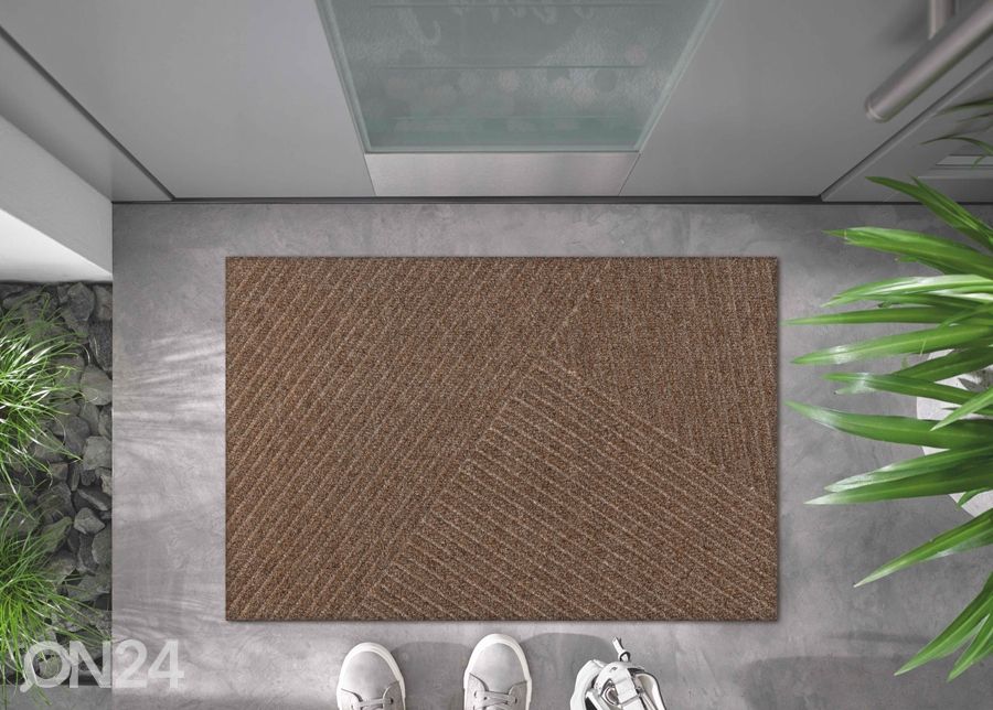 Kynnysmatto Dune Stripes taupe 45x75 cm kuvasuurennos