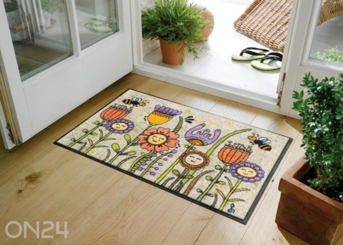 Kynnysmatto Friendly Flowers, 50x75 cm kuvasuurennos