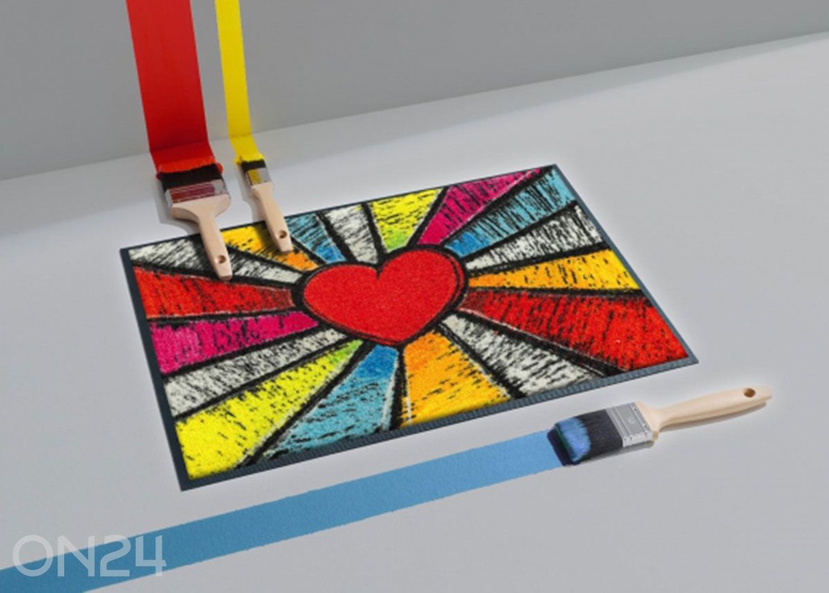 Kynnysmatto Pop Art Heart, 40x60 cm kuvasuurennos