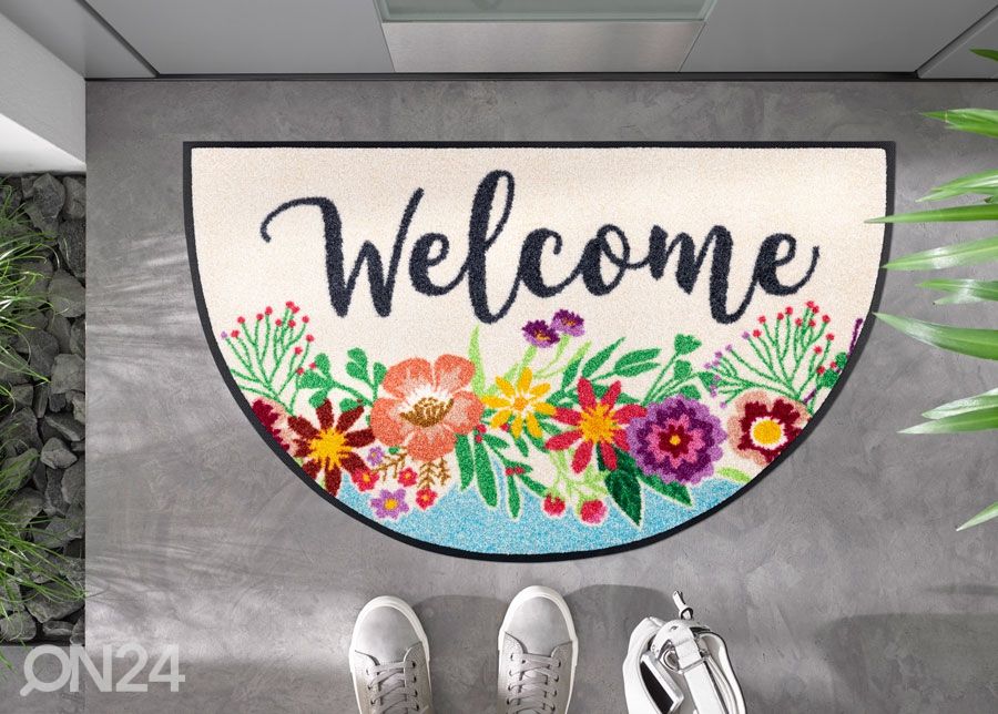 Kynnysmatto Round Welcome Blooming 50x85 cm kuvasuurennos