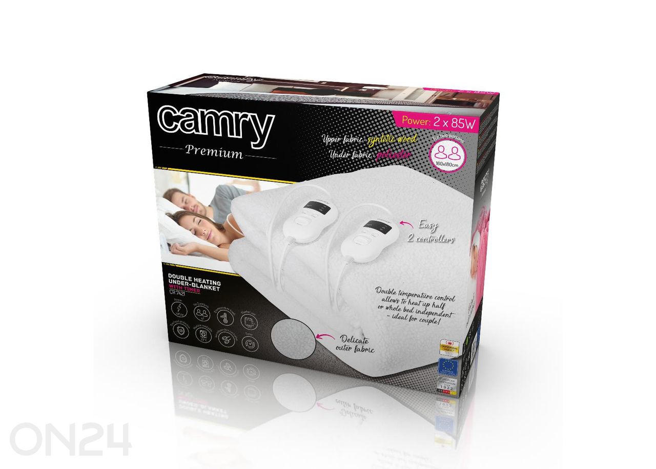 Lämmitetty peitto Camry CR 7421, 180×160 cm, valkoinen kuvasuurennos