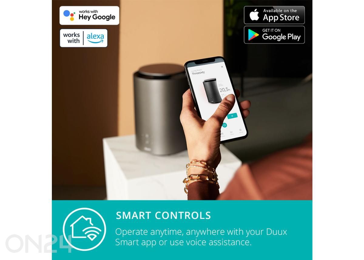 Lämpöpuhallin Duux Threesixty 2 Smart Wi-Fi, harmaa kuvasuurennos