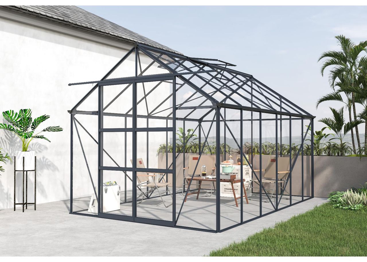 Lasikasvihuone Elegant 8,94 m², harmaa kuvasuurennos