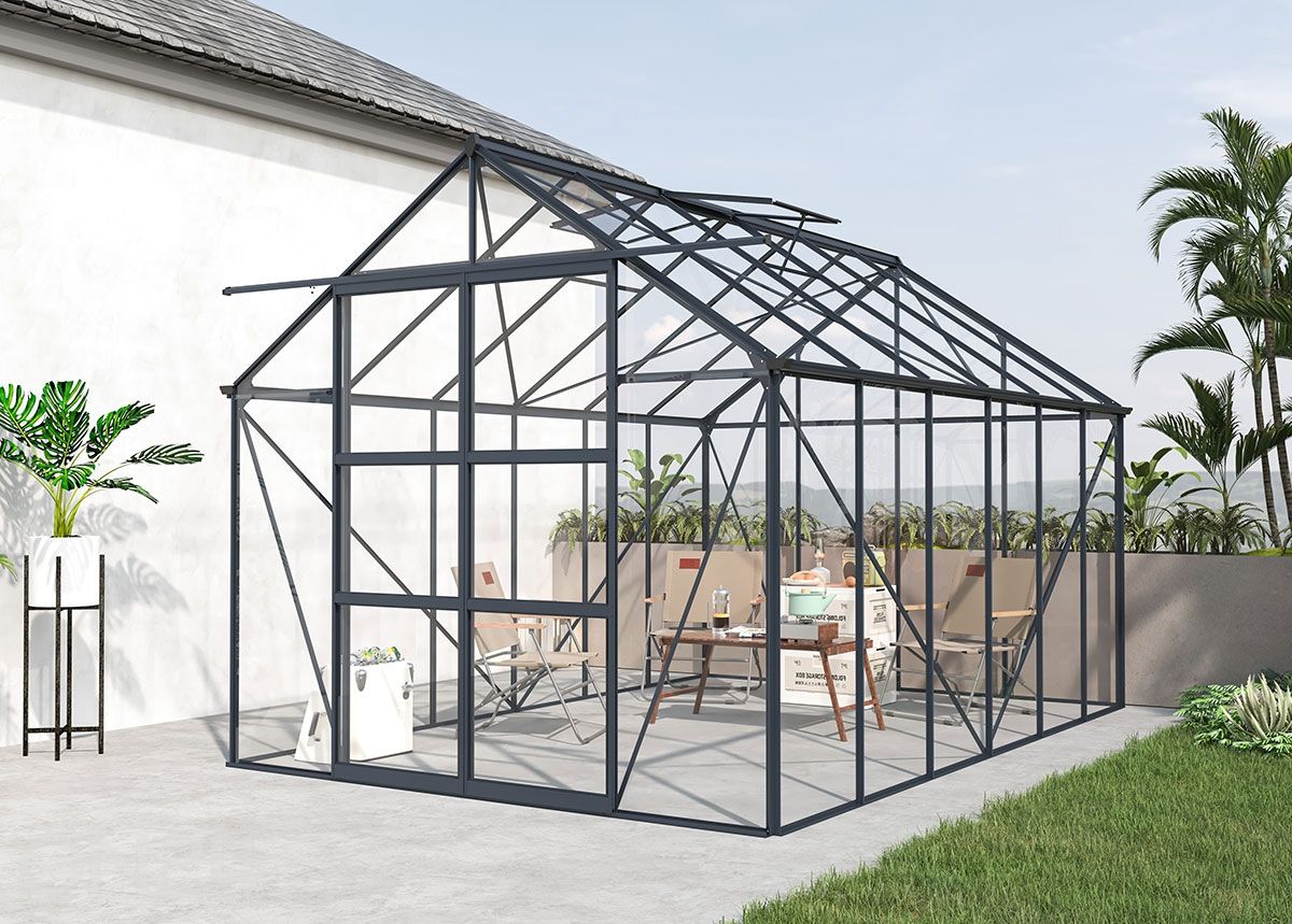 Lasikasvihuone Elegant 8,94 m², harmaa kuvasuurennos