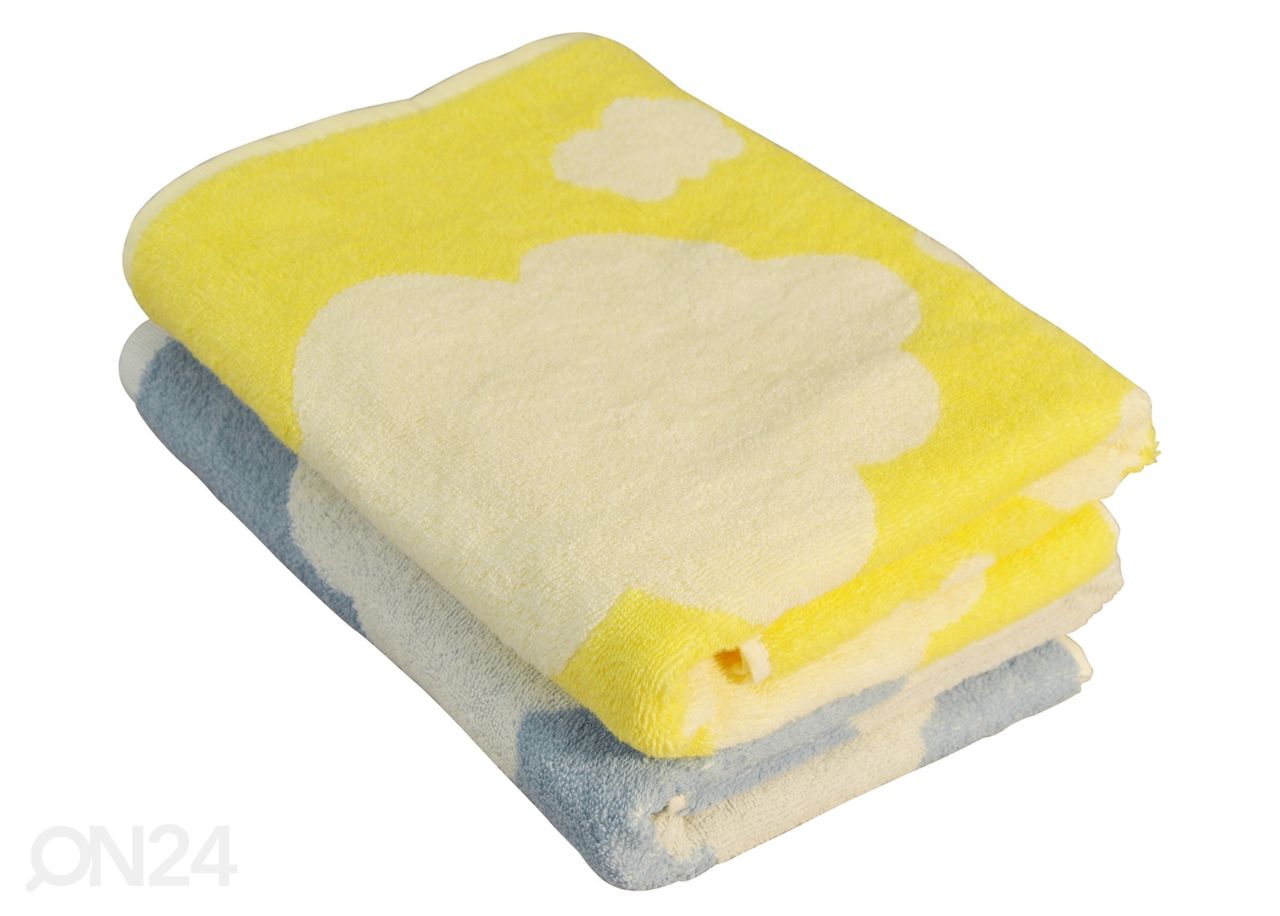 Lasten froteepyyhe Stars 70x120 cm, Clouds 70x120 cm, keltainen kuvasuurennos