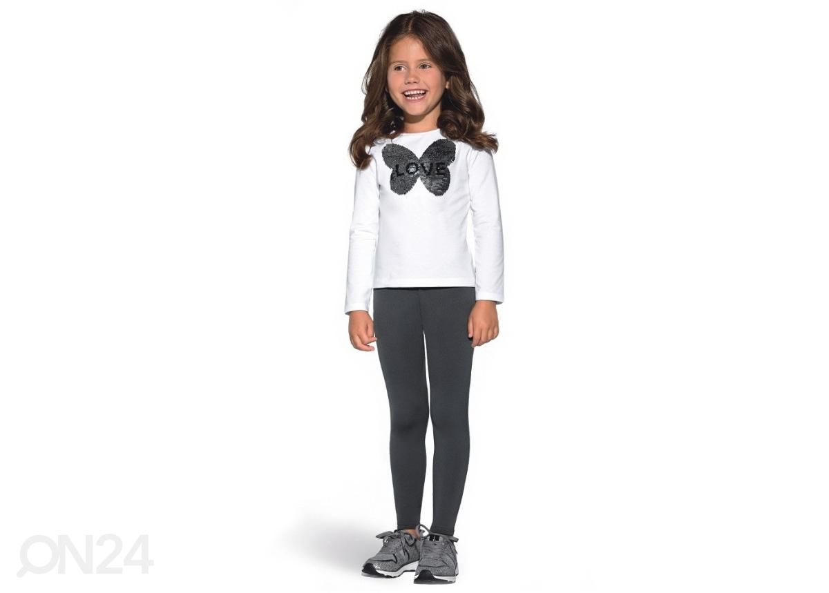 Lasten treenileggingsit BAS BLEU Mimi, grafiitti, koko 116-122 cm kuvasuurennos