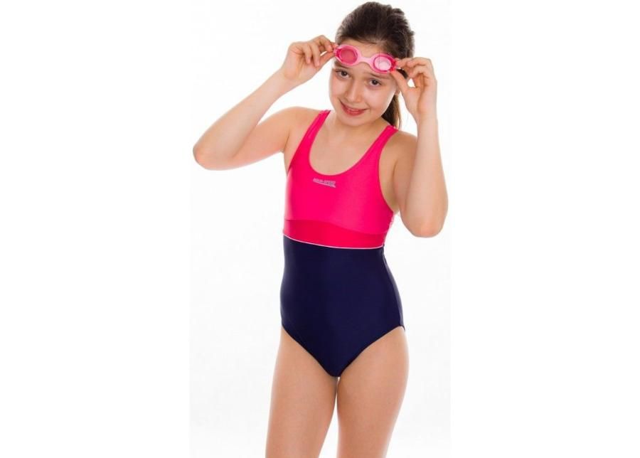 Lasten uimapuku Aqua-Speed EMILY Junior tummansininen-roosa kuvasuurennos