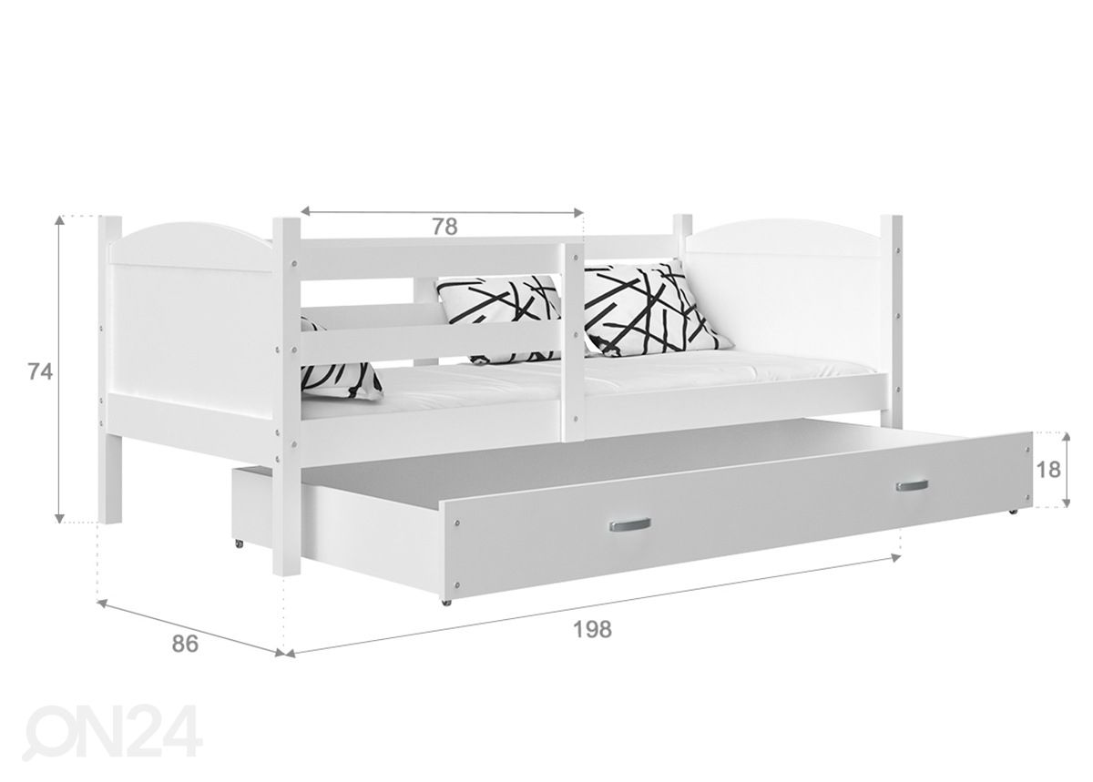 Lastensänky vuodevaatelaatikolla 80x190 cm+patja kuvasuurennos