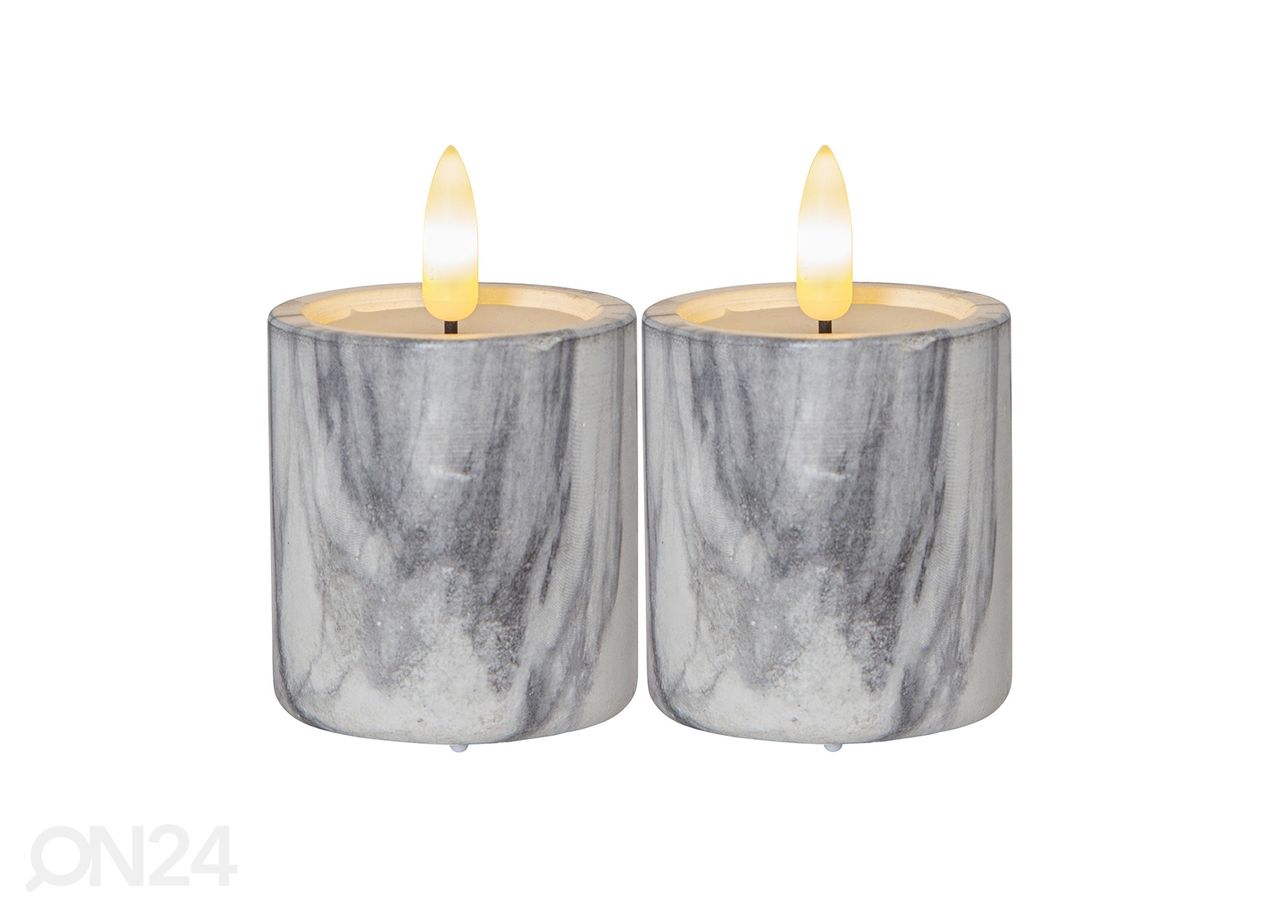 LED-kynttilät Flamme Marble 2 kpl kuvasuurennos