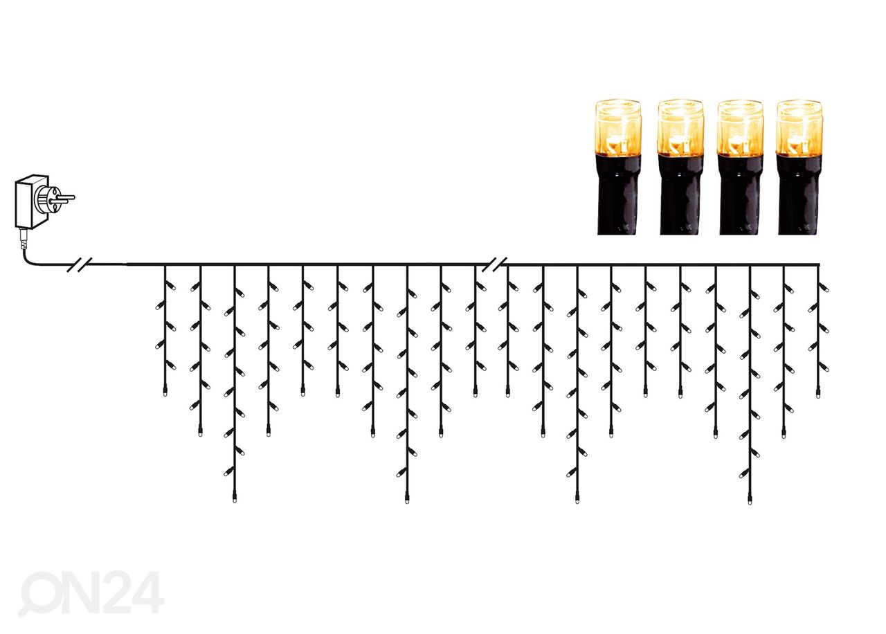 LED valonauha Icicle golden, 590 cm kuvasuurennos
