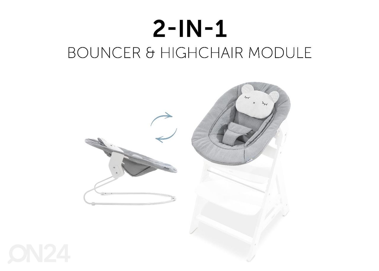 Lepotuoli Hauck Comfort Alpha Bouncer 2in1 Pastel Bear vaaleanharmaa kuvasuurennos
