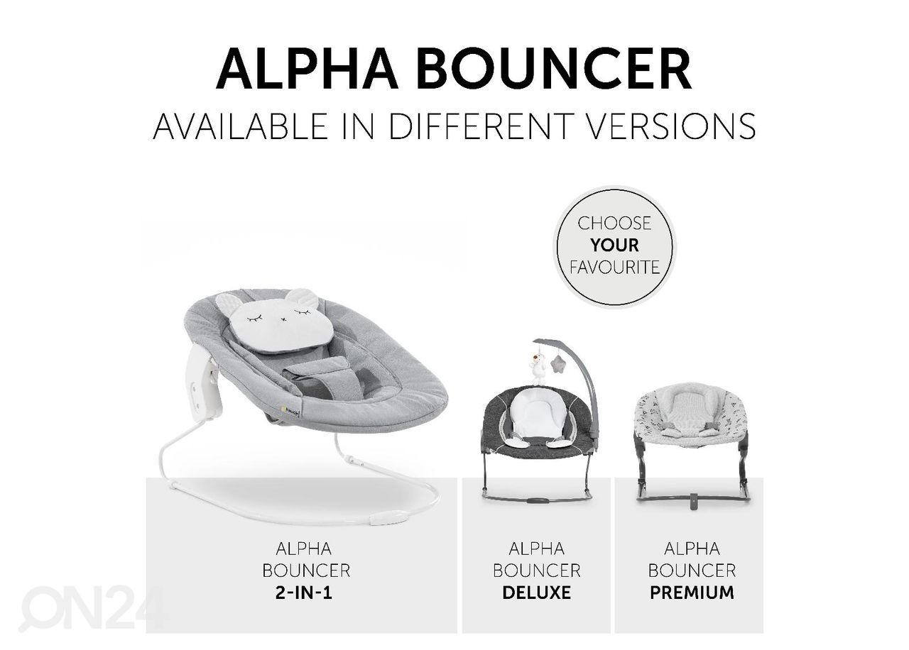 Lepotuoli Hauck Comfort Alpha Bouncer 2in1 Pastel Bear vaaleanharmaa kuvasuurennos