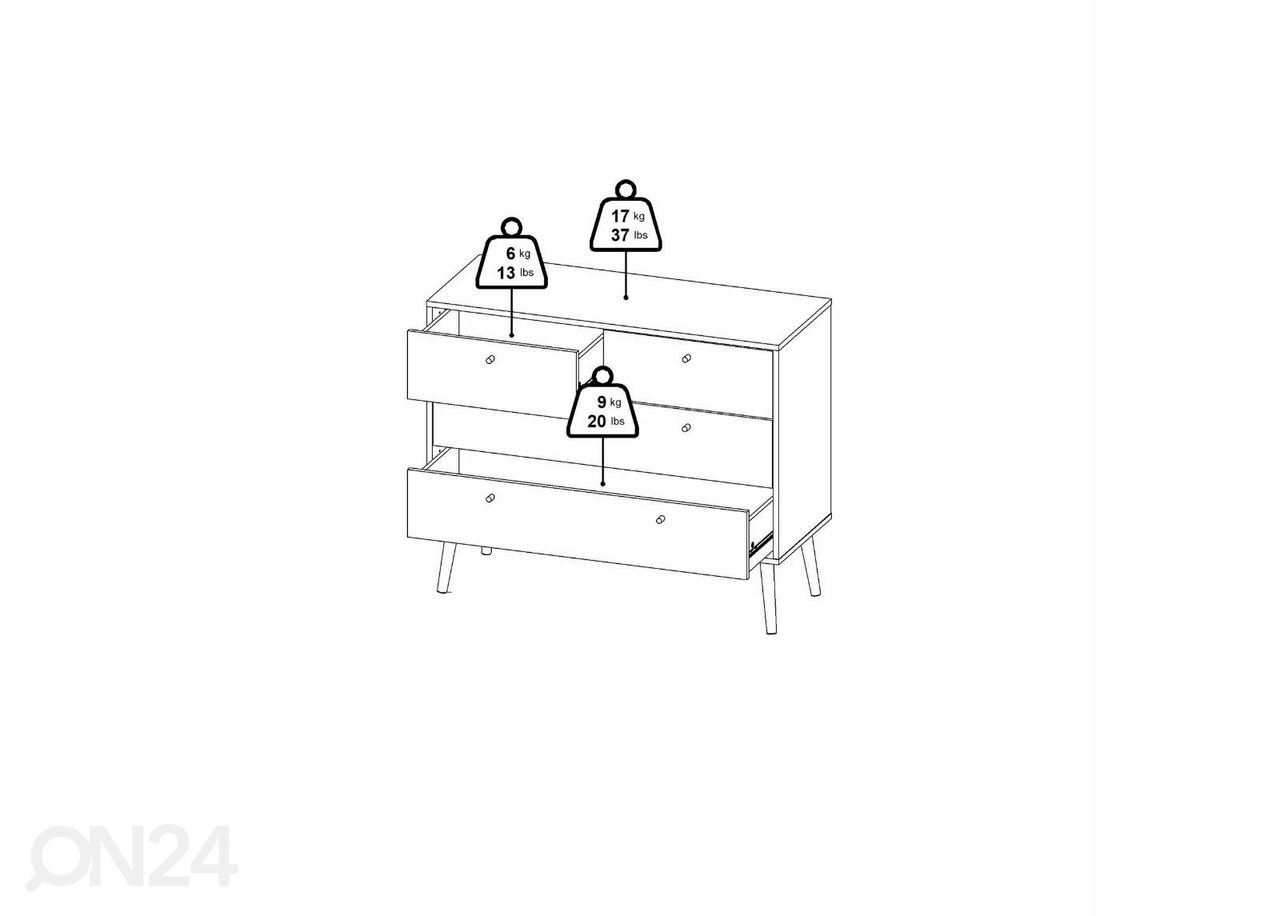 Lipasto Bodo 99 cm, harmaa kuvasuurennos