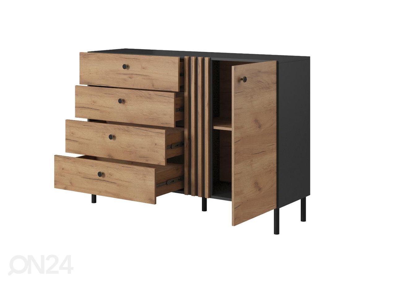 Lipasto Deco B 138 cm, antrasiitti / tammi kuvasuurennos