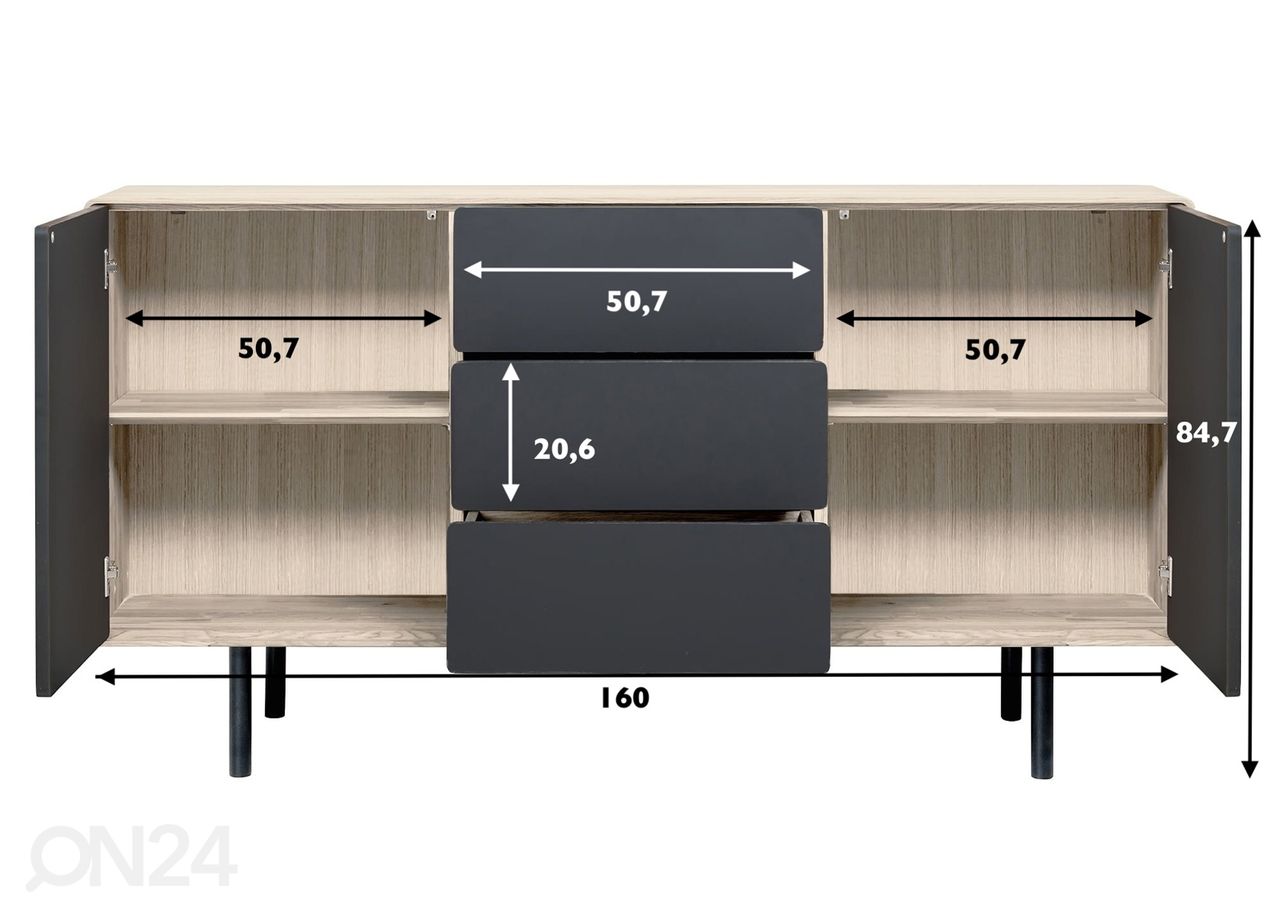 Lipasto Tokyo 160 cm, valkoinen öljy kuvasuurennos