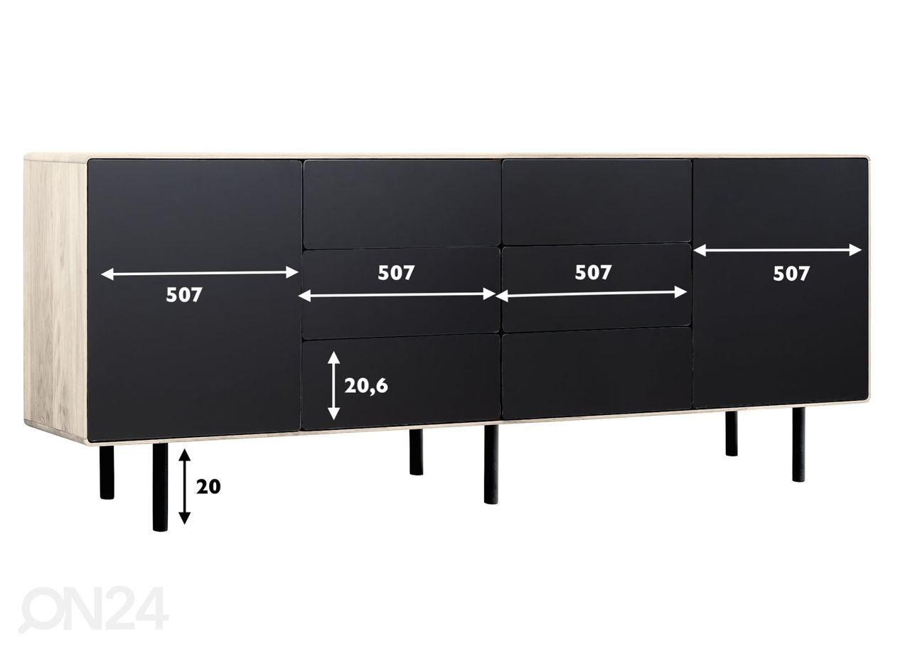 Lipasto Tokyo 213 cm, valkoinen öljy kuvasuurennos