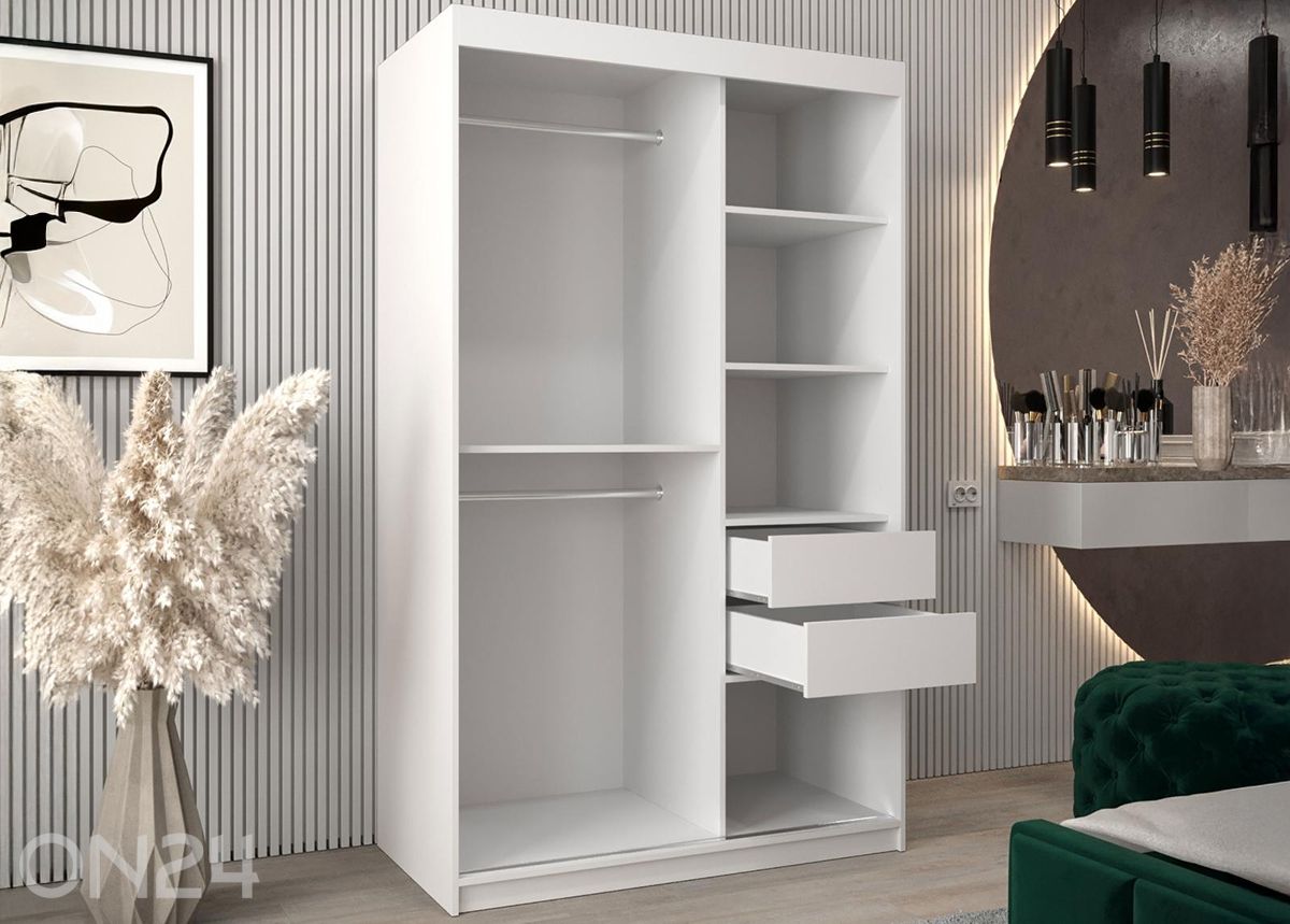 Liukuovellinen vaatekaappi Flutes 120 cm kuvasuurennos