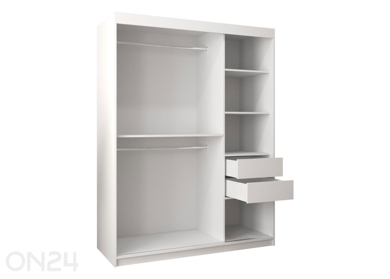 Liukuovellinen vaatekaappi Flutes 150 cm + LED kuvasuurennos