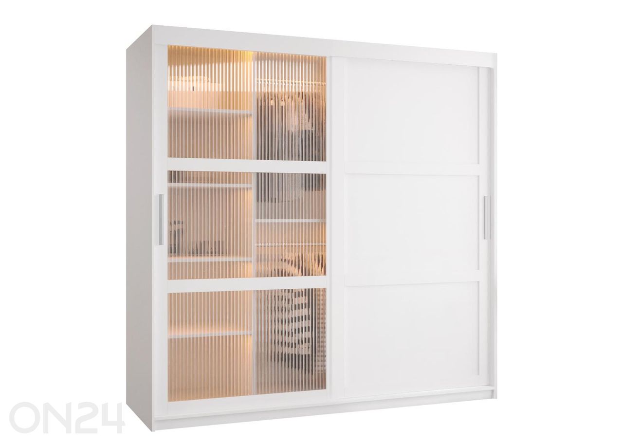 Liukuovellinen vaatekaappi Flutes 180 cm + LED kuvasuurennos