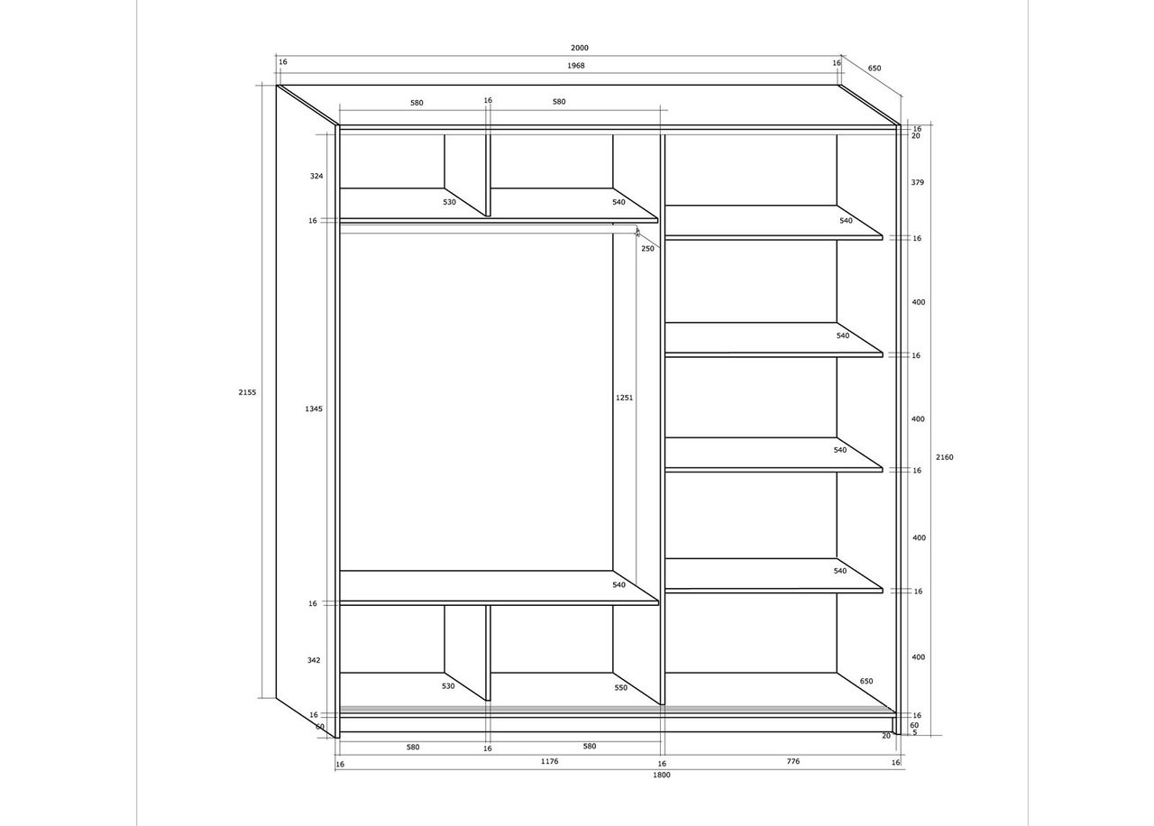 Liukuovikaappi 200 cm kuvasuurennos