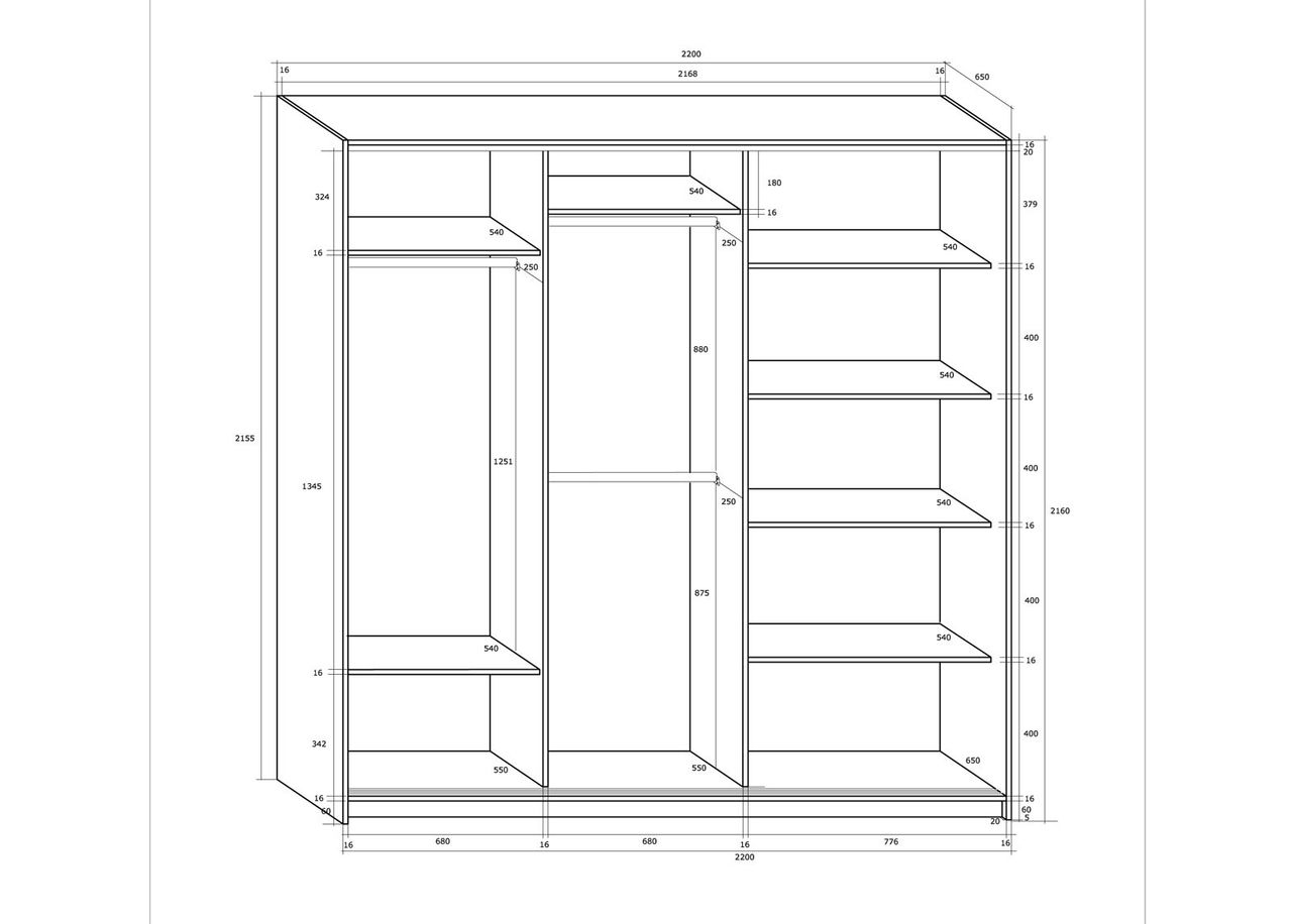 Liukuovikaappi 220 cm kuvasuurennos