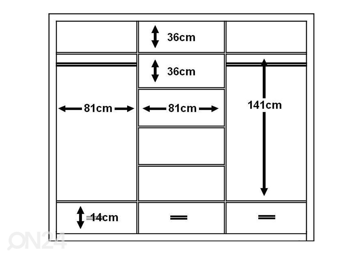 Liukuovikaappi 250 cm kuvasuurennos