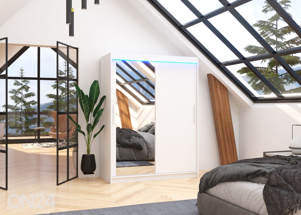Liukuovikaappi Bianca I 150 cm + LED kuvasuurennos