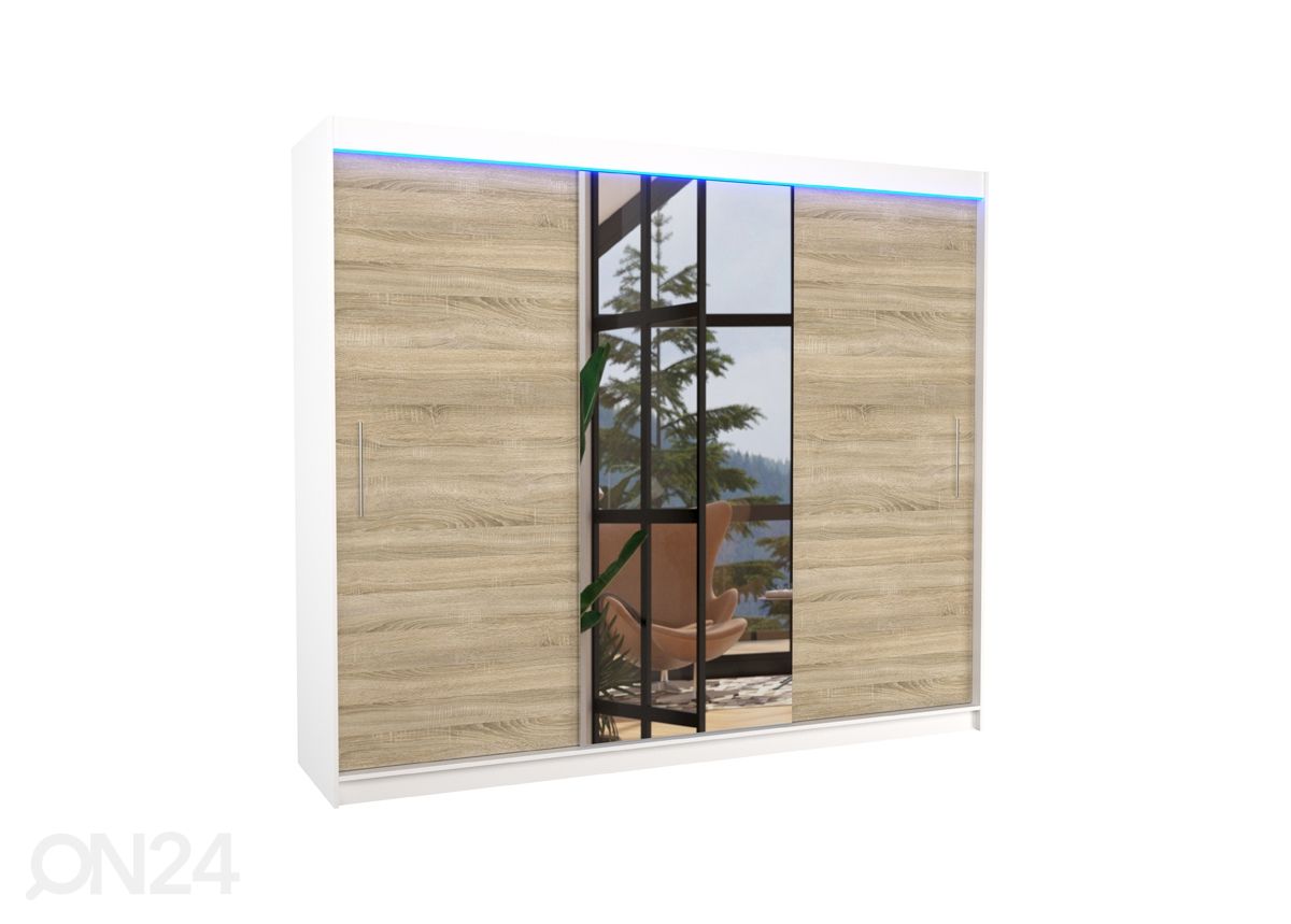 Liukuovikaappi Durelo I 250 cm + LED kuvasuurennos