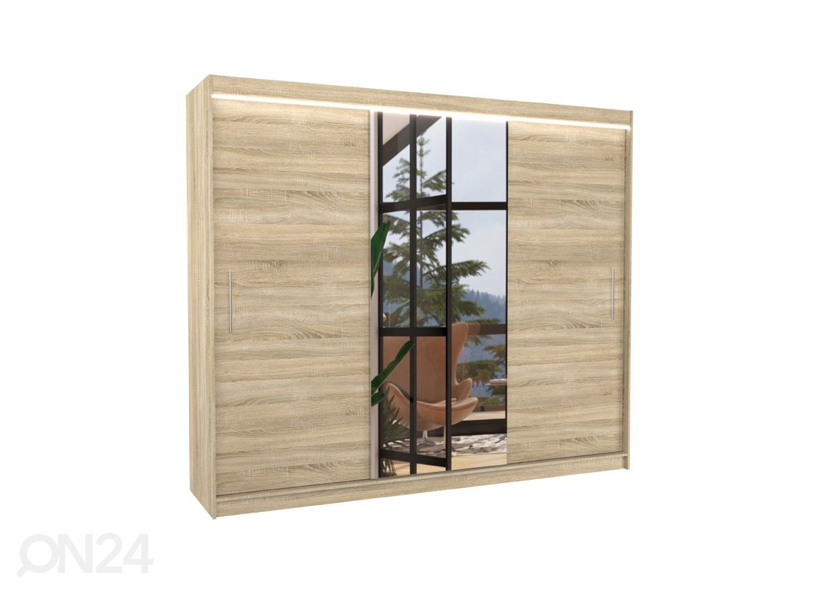 Liukuovikaappi Durelo I 250 cm + LED kuvasuurennos