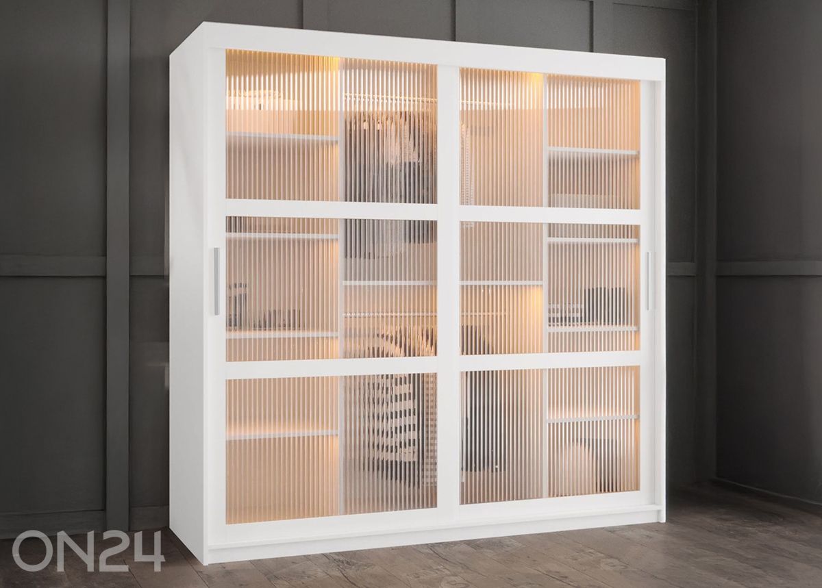 Liukuovikaappi Flutes 180 cm + LED kuvasuurennos