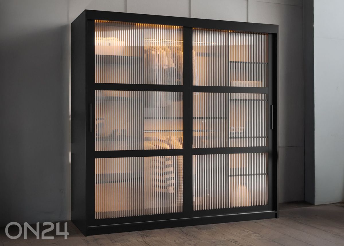 Liukuovikaappi Flutes 180 cm + LED kuvasuurennos