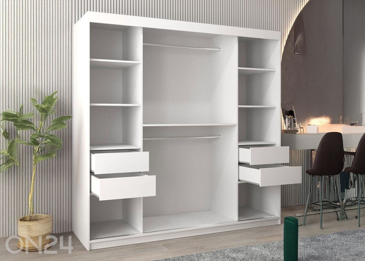 Liukuovikaappi Flutes 200 cm + LED kuvasuurennos