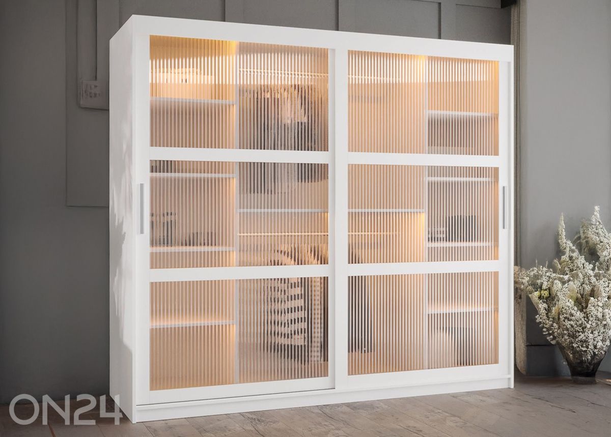 Liukuovikaappi Flutes 200 cm + LED kuvasuurennos