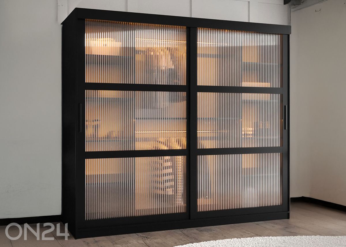 Liukuovikaappi Flutes 200 cm + LED kuvasuurennos