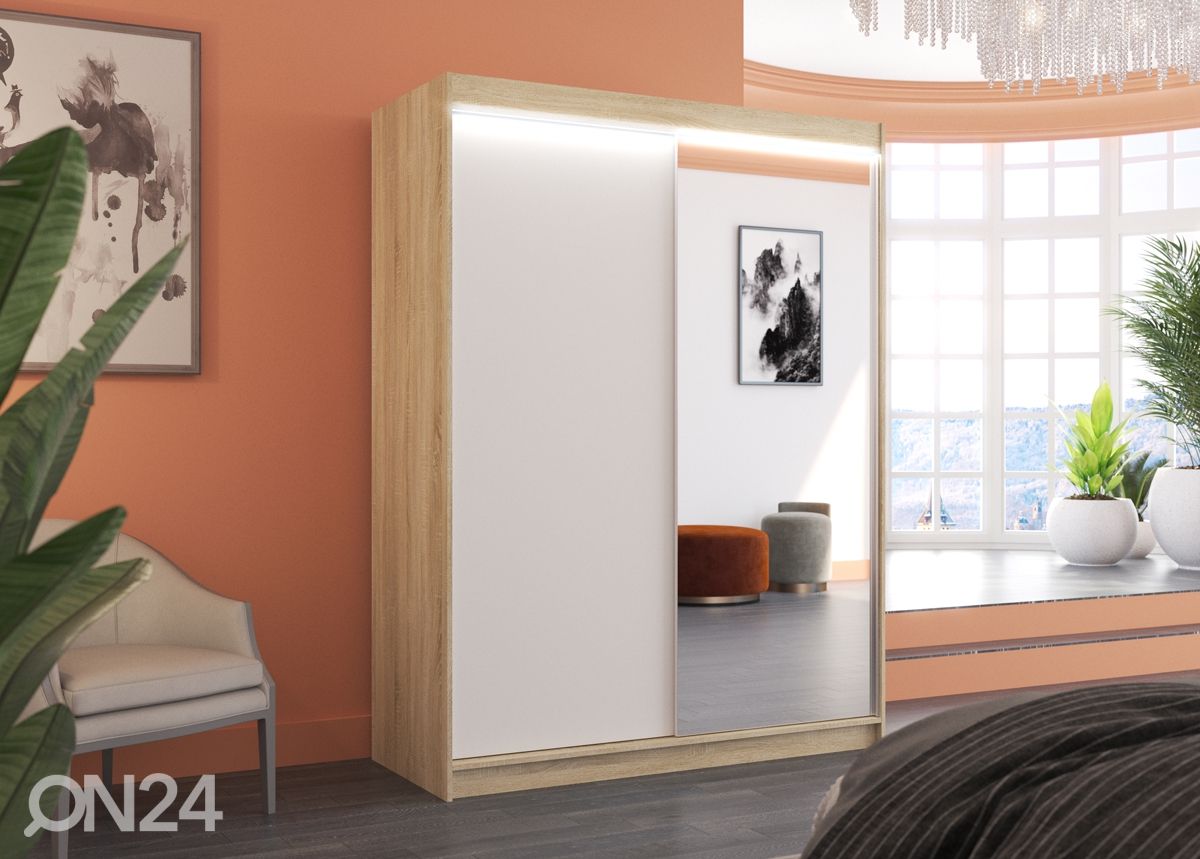 Liukuovikaappi Joanna 150 cm + LED kuvasuurennos