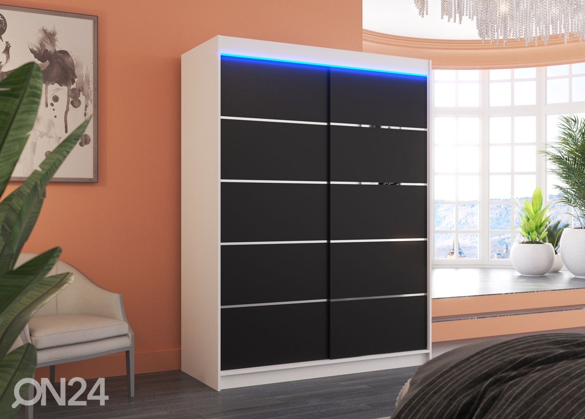 Liukuovikaappi Olivia 150 cm + LED kuvasuurennos