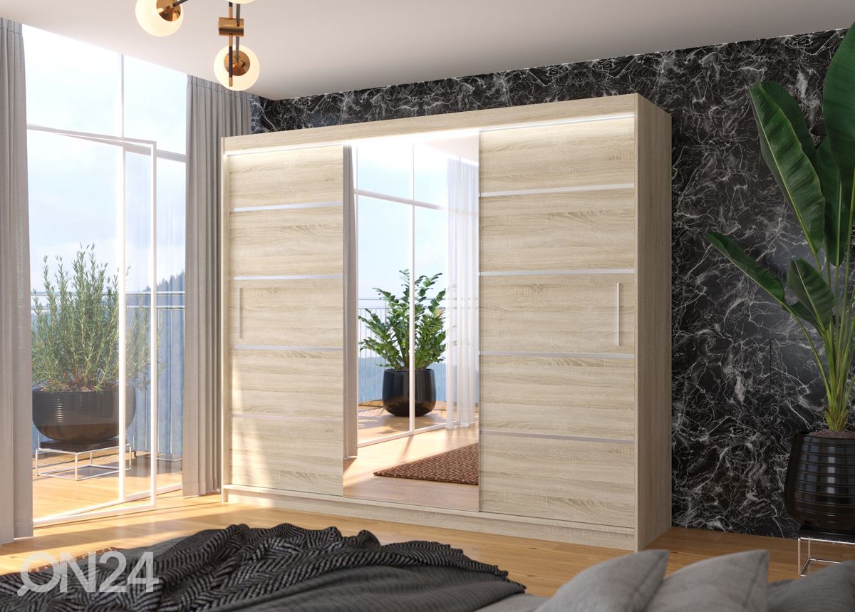 Liukuovikaappi Sania I 250 cm + LED kuvasuurennos