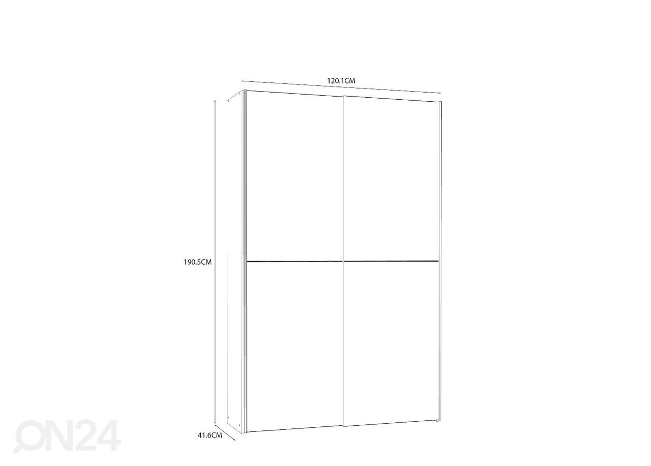 Liukuovinen vaatekaappi Willis 120 cm kuvasuurennos
