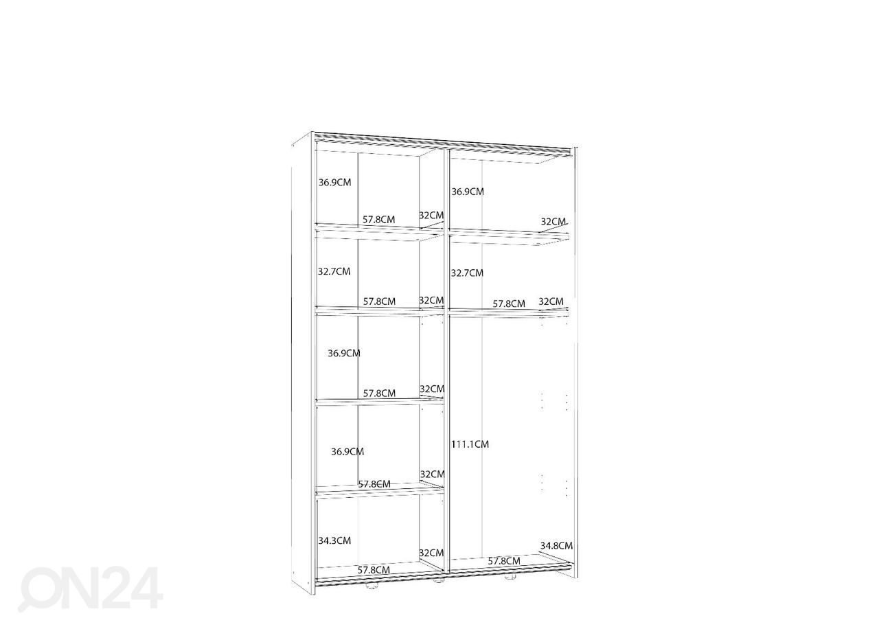 Liukuovinen vaatekaappi Willis 120 cm kuvasuurennos