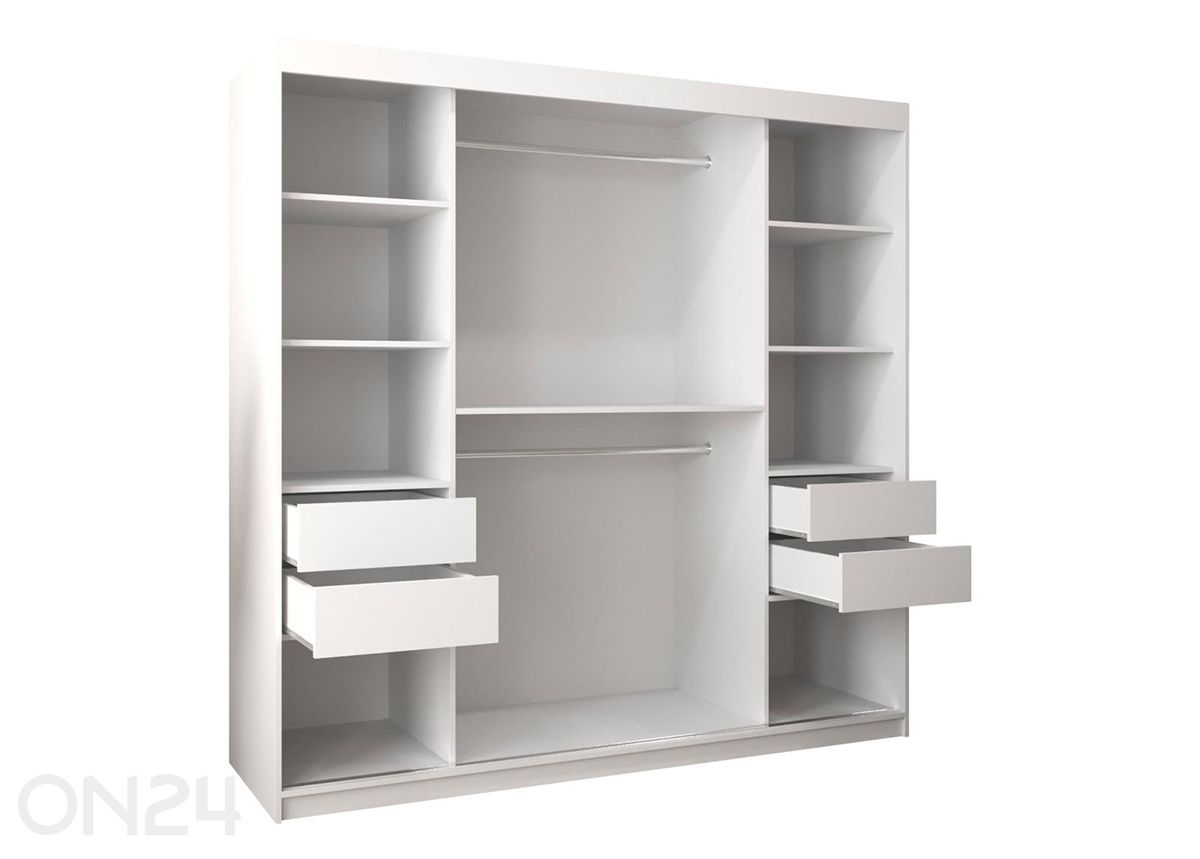 Lükandustega riidekapp Flutes 200 cm + LED kuvasuurennos