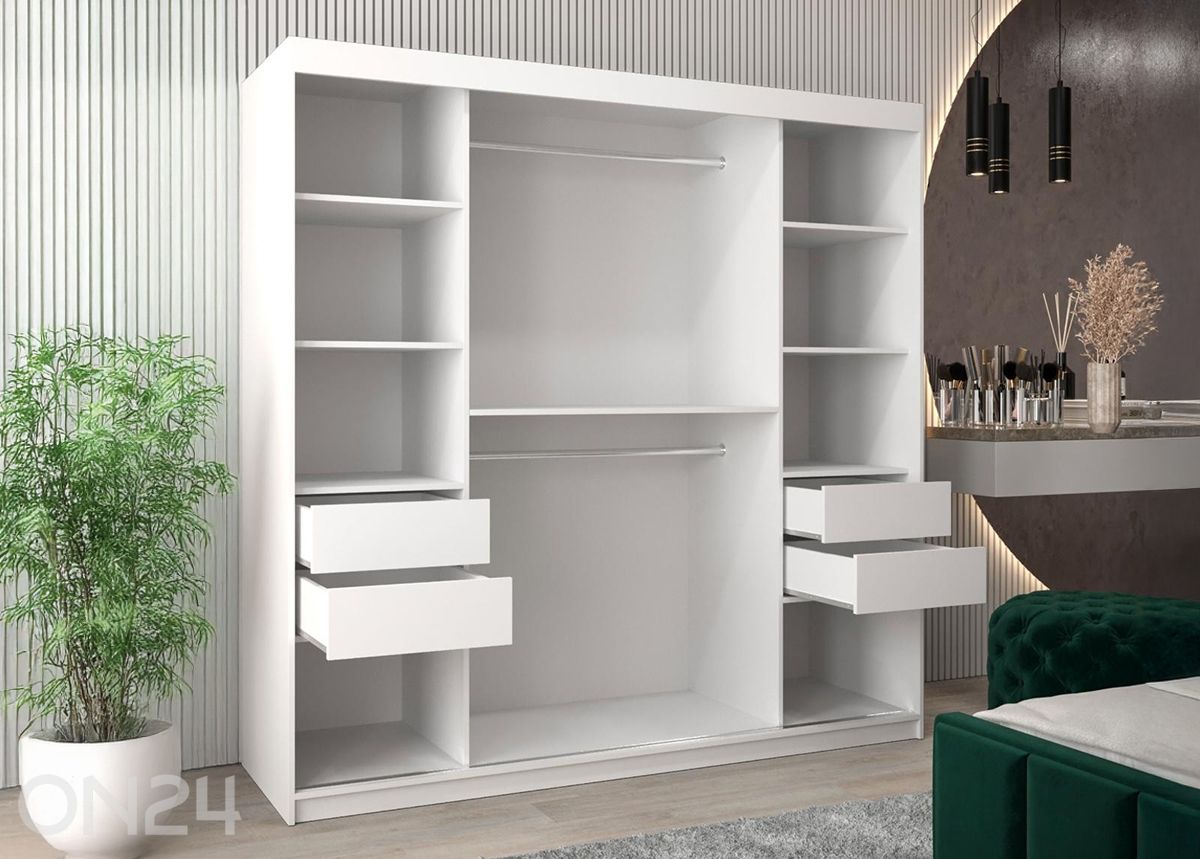 Lükandustega riidekapp Flutes 200 cm + LED kuvasuurennos