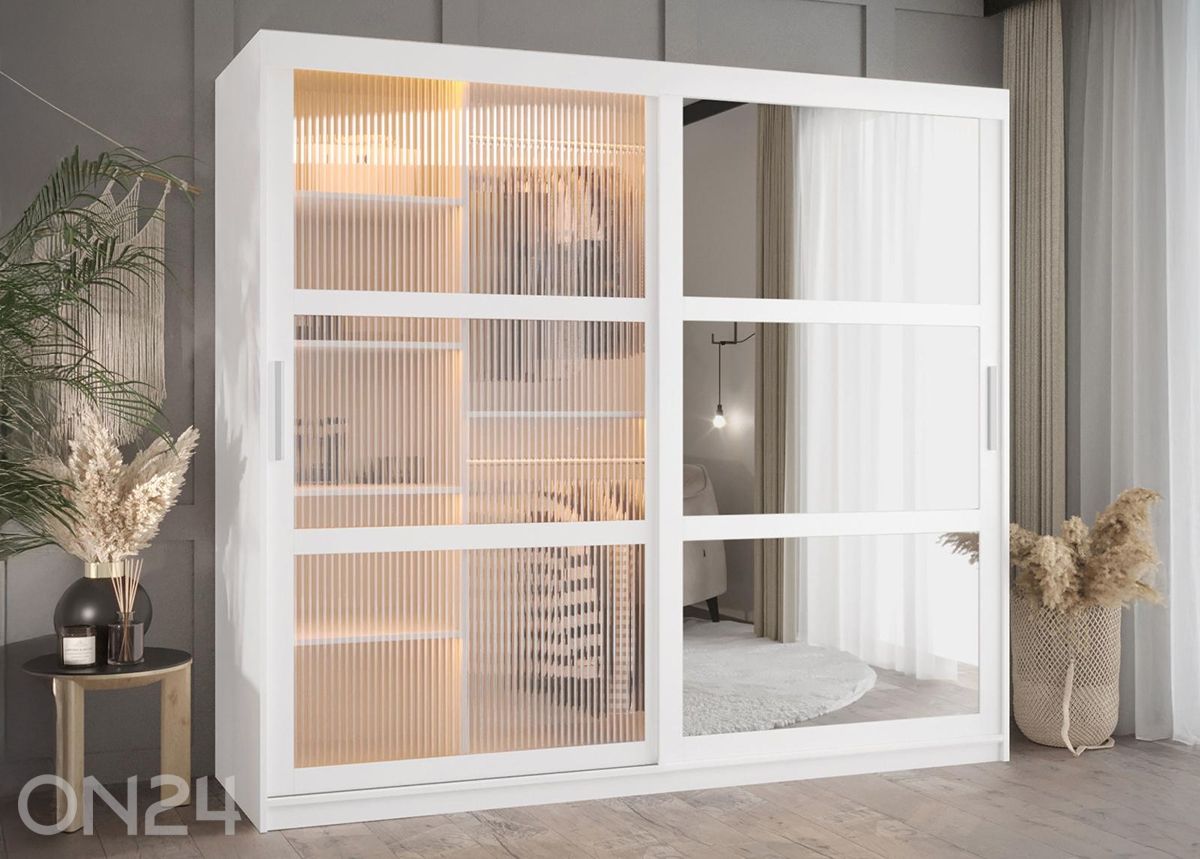 Lükandustega riidekapp Flutes 200 cm + LED kuvasuurennos