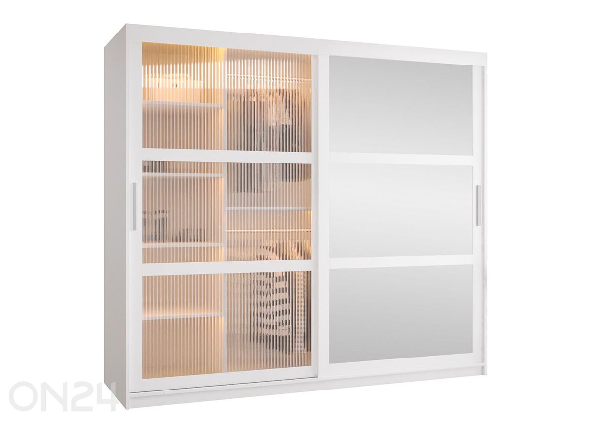 Lükandustega riidekapp Flutes 200 cm + LED kuvasuurennos