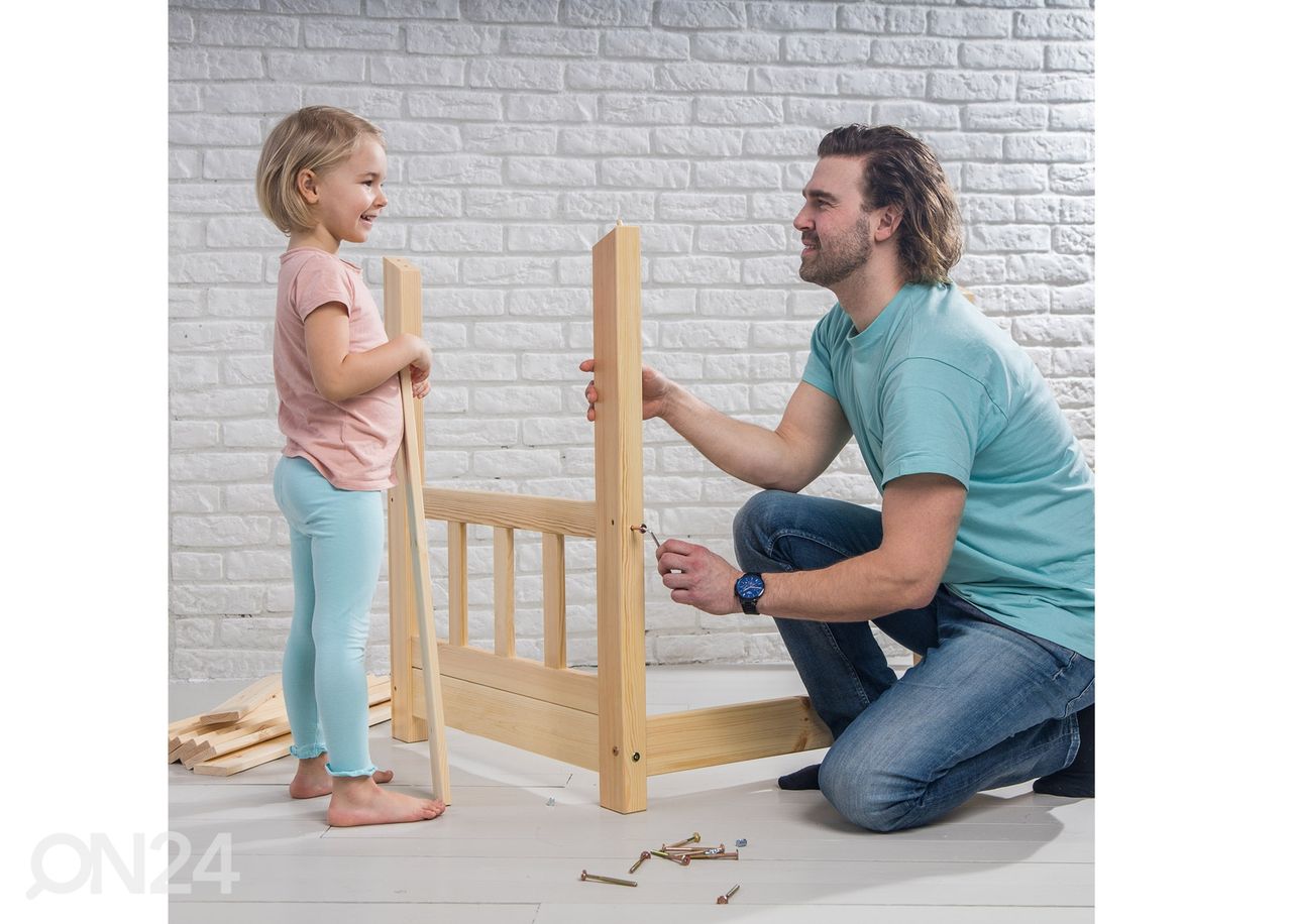 Massiivipuinen lastensänky 90x200 cm + laatikot kuvasuurennos
