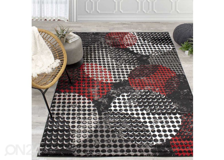 Matto Carnegie Black Red 120x170 cm kuvasuurennos