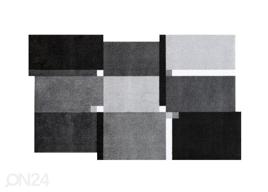 Matto LIVING SQUARES BLACK 110x175 cm kuvasuurennos